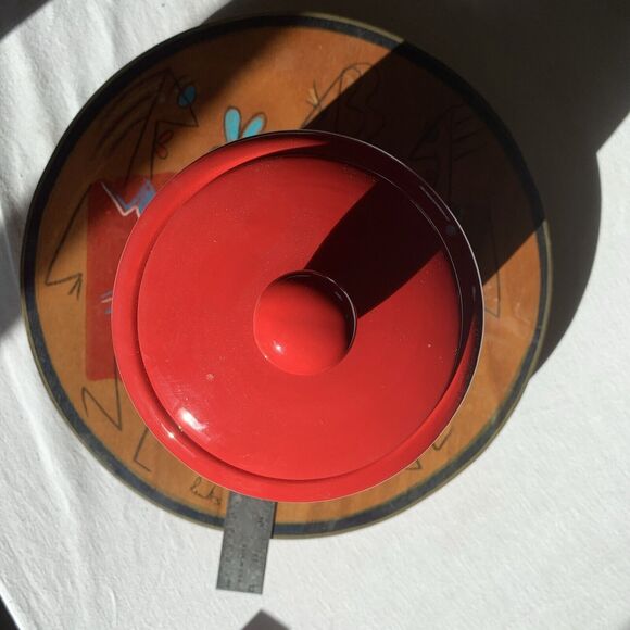 NEW TERRAMOTO 10” CERAMIC Christmas Canister Jar Trees Red Antique White *HTF!* - Picture 3 of 8